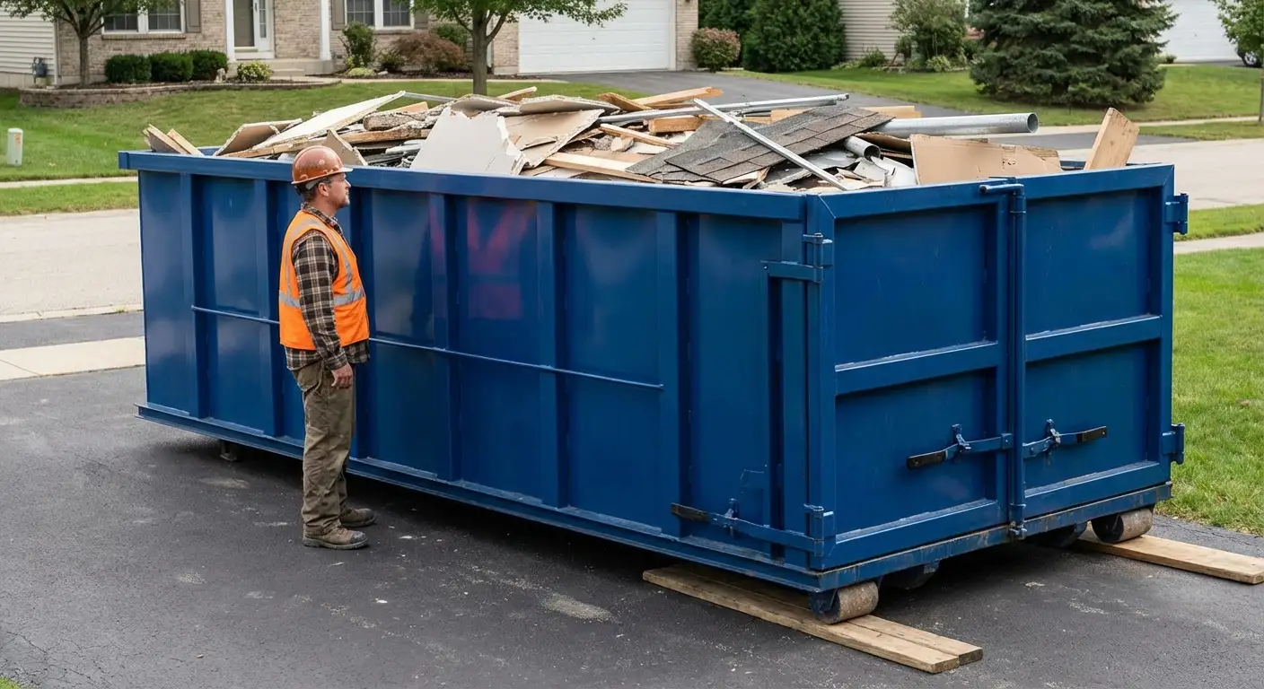 Dumpster loaded correctly to avoid overage fees in Hartford, CT