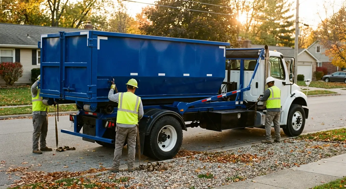 Roll-off dumpster delivery truck in Hartford, CT