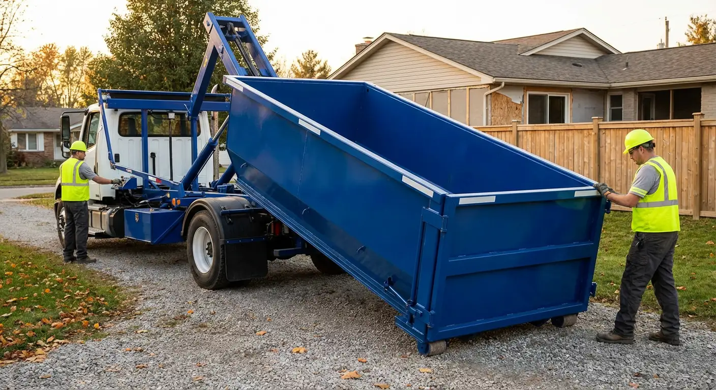 Roll-off dumpster rental delivery truck in Hartford, CT